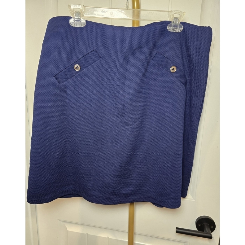 Jones New York Textured Skirt Skort 1X Navy Blue Womens